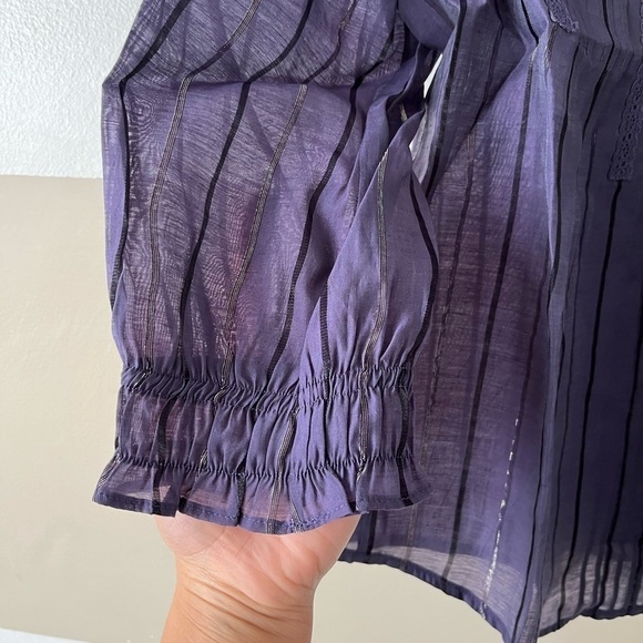 CURRENT Air Free People Pleated Hancock Puff-Sleeve Keyhole Top Size S - Picture 3 of 5